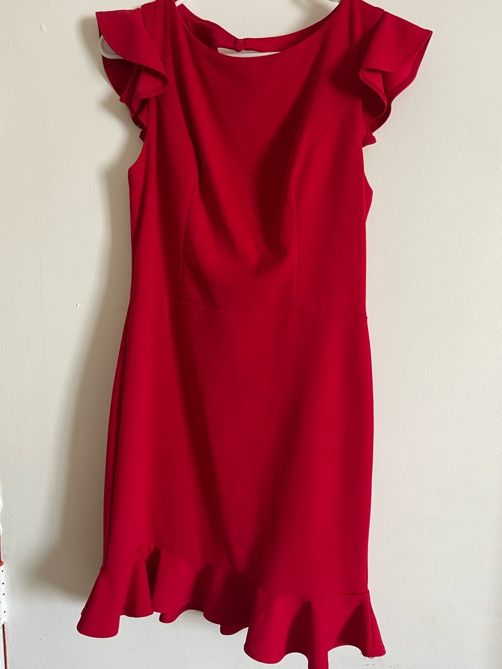 B Darlin Red Ruffle Sleeve Shift Dress